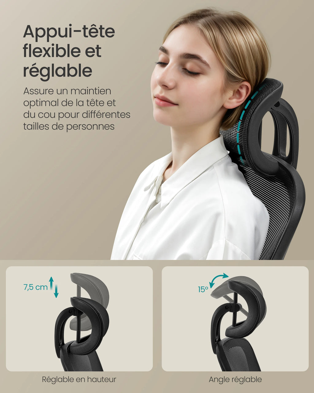 ASTRA - Siège de bureau ergonomique en Mesh avec Repose-tête