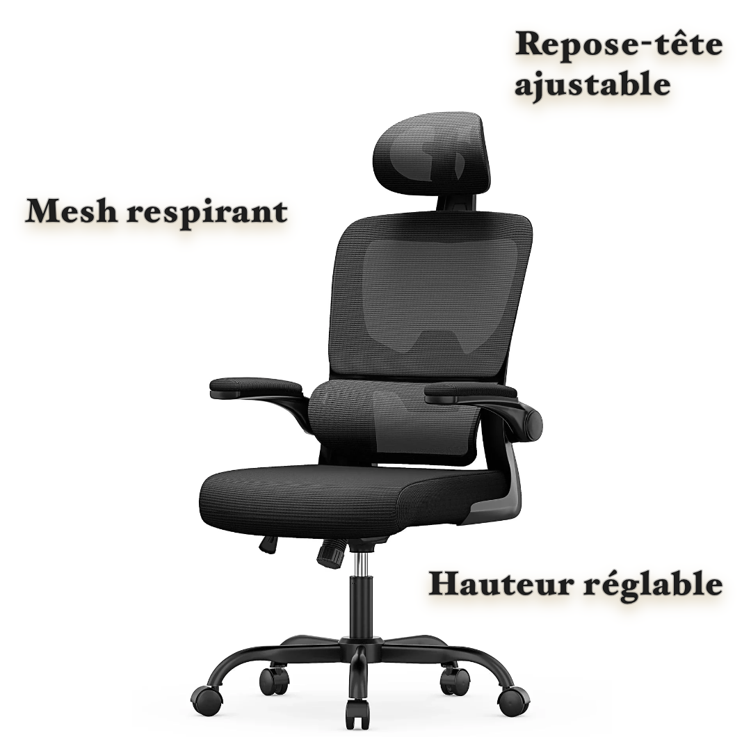 ELIO - Siège de bureau en Mesh avec Repose-tête