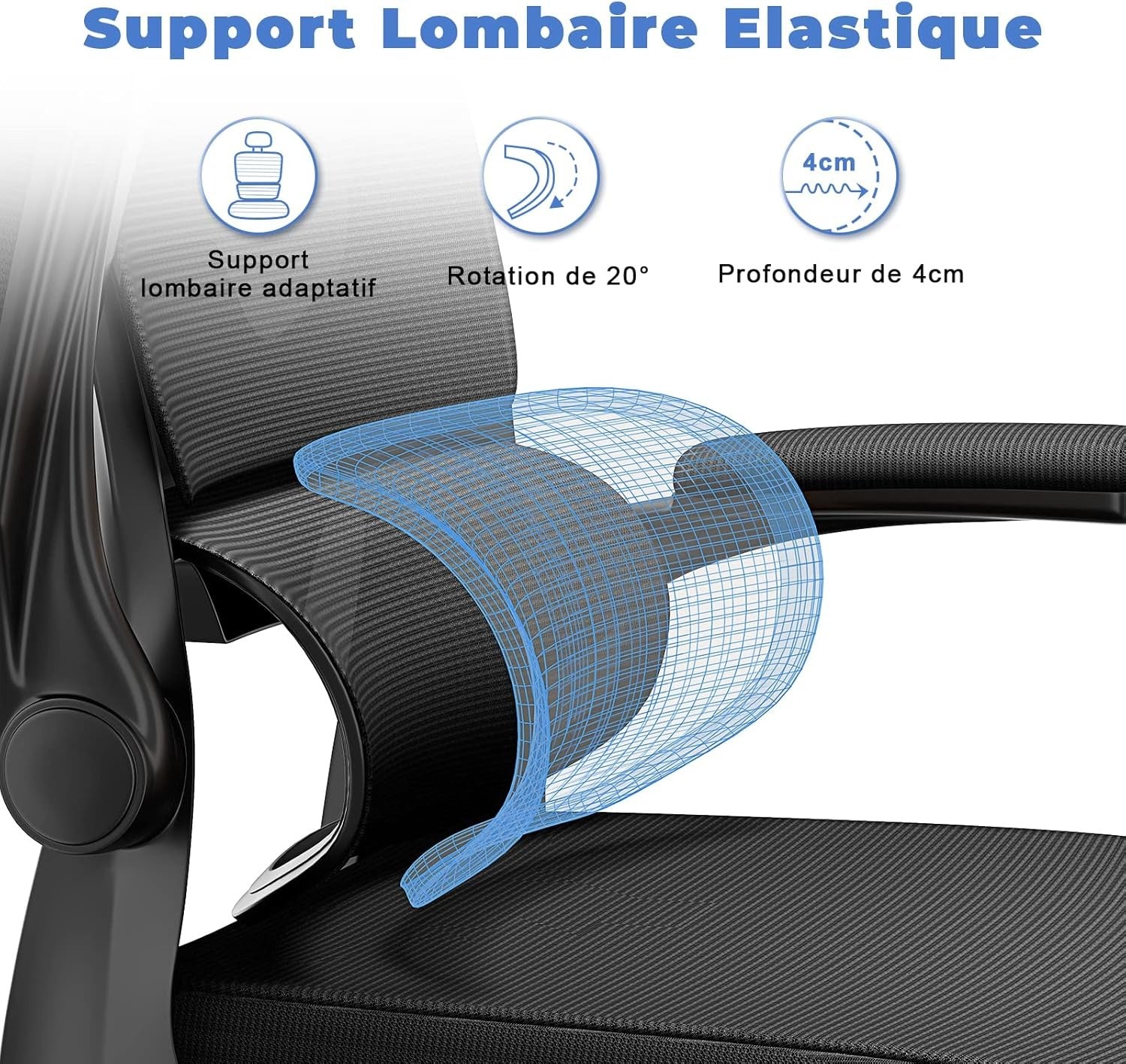 ELIO - Siège de bureau en Mesh avec Repose-tête