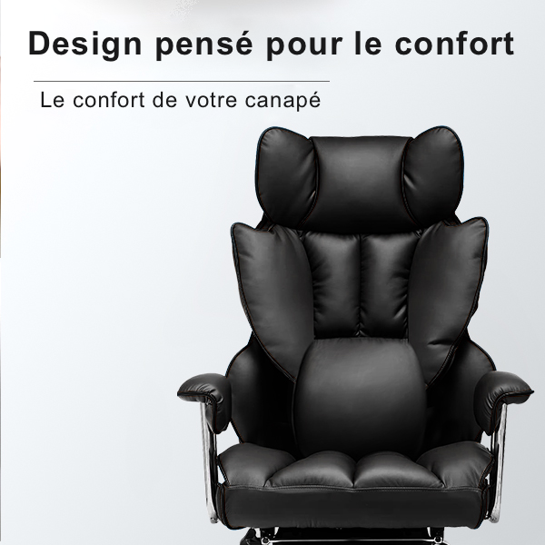 ONYX - Siège de bureau Haut de gamme en cuir avec Repose-jambes